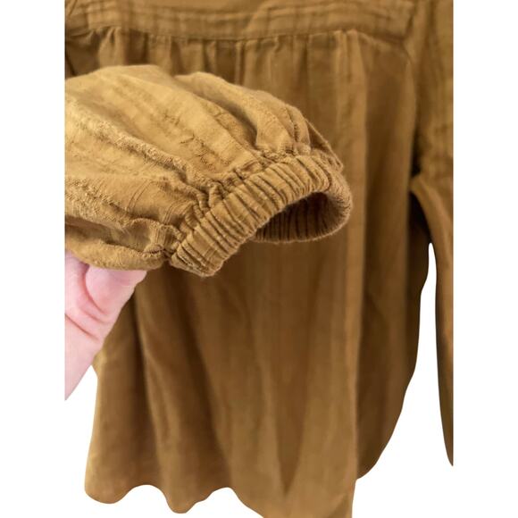 Madewell Square-Neck Bubble-Sleeve Textured Top in Antique Gold Size XS - Picture 7 of 9